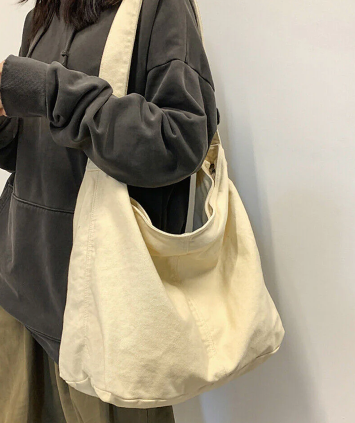 Sac Bandoulière Lin & Coton - Gris Clair LINJE