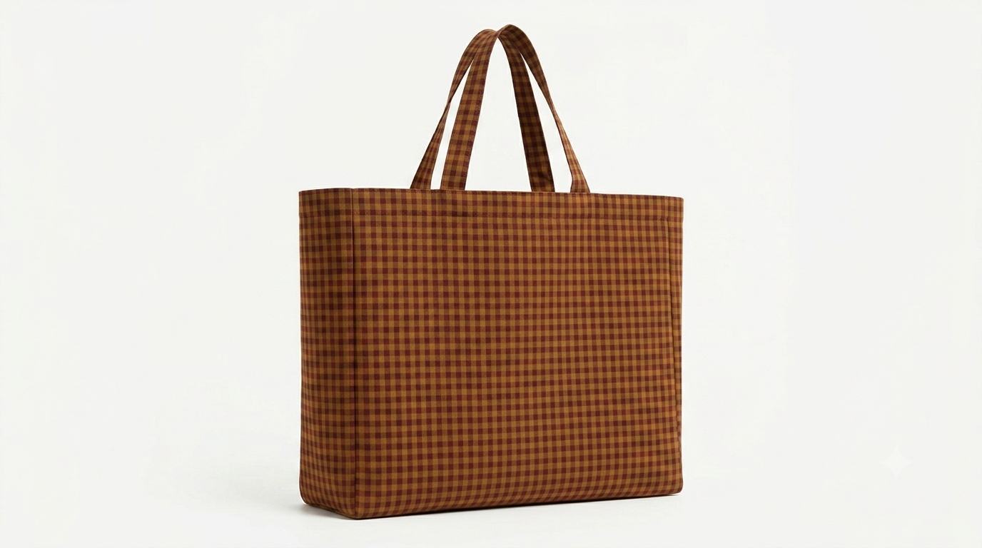 Cabas Vichy Aubergine & Orange LINJE