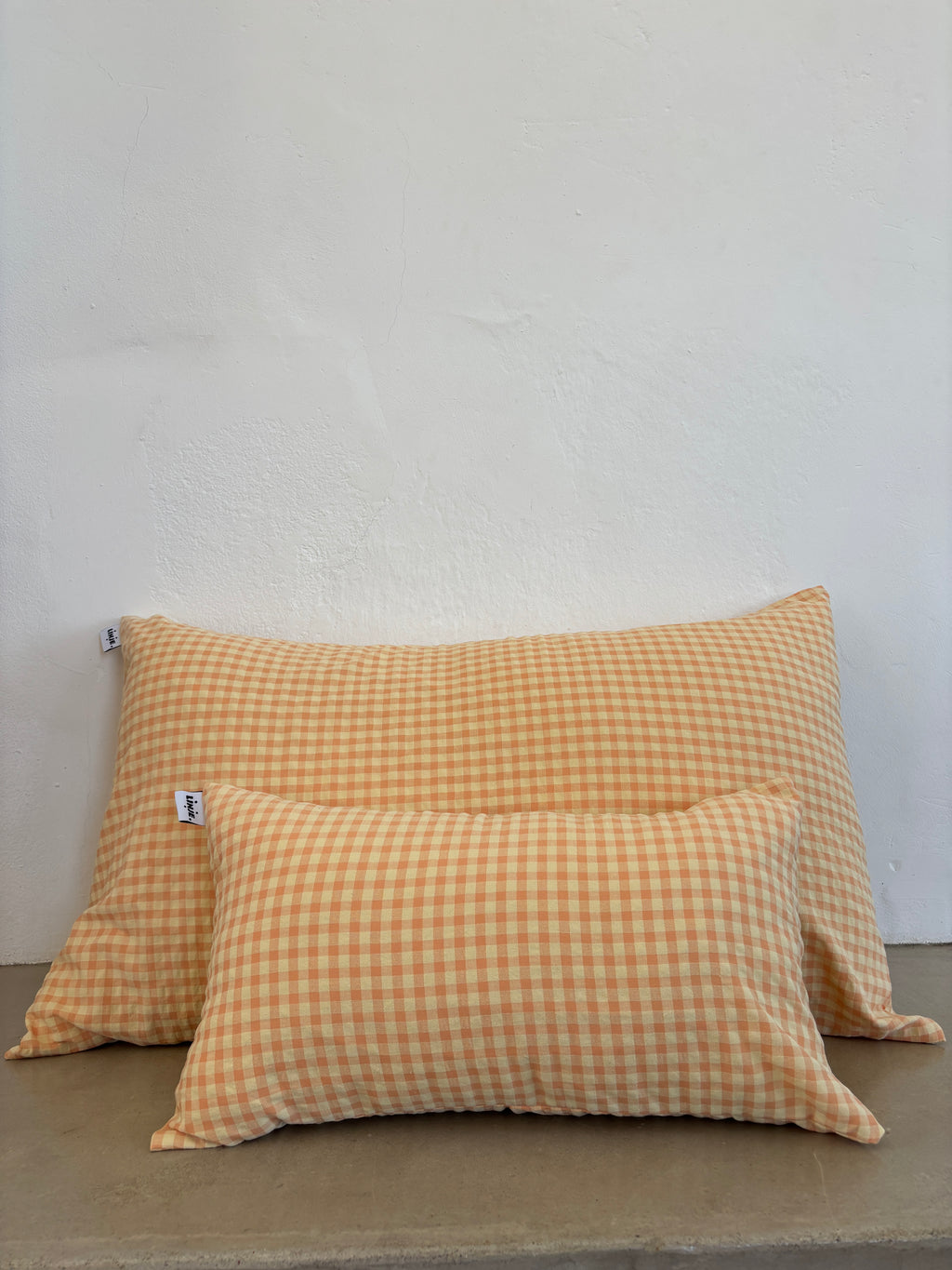 Housse de coussin Vichy Jaune & Abricot LINJE