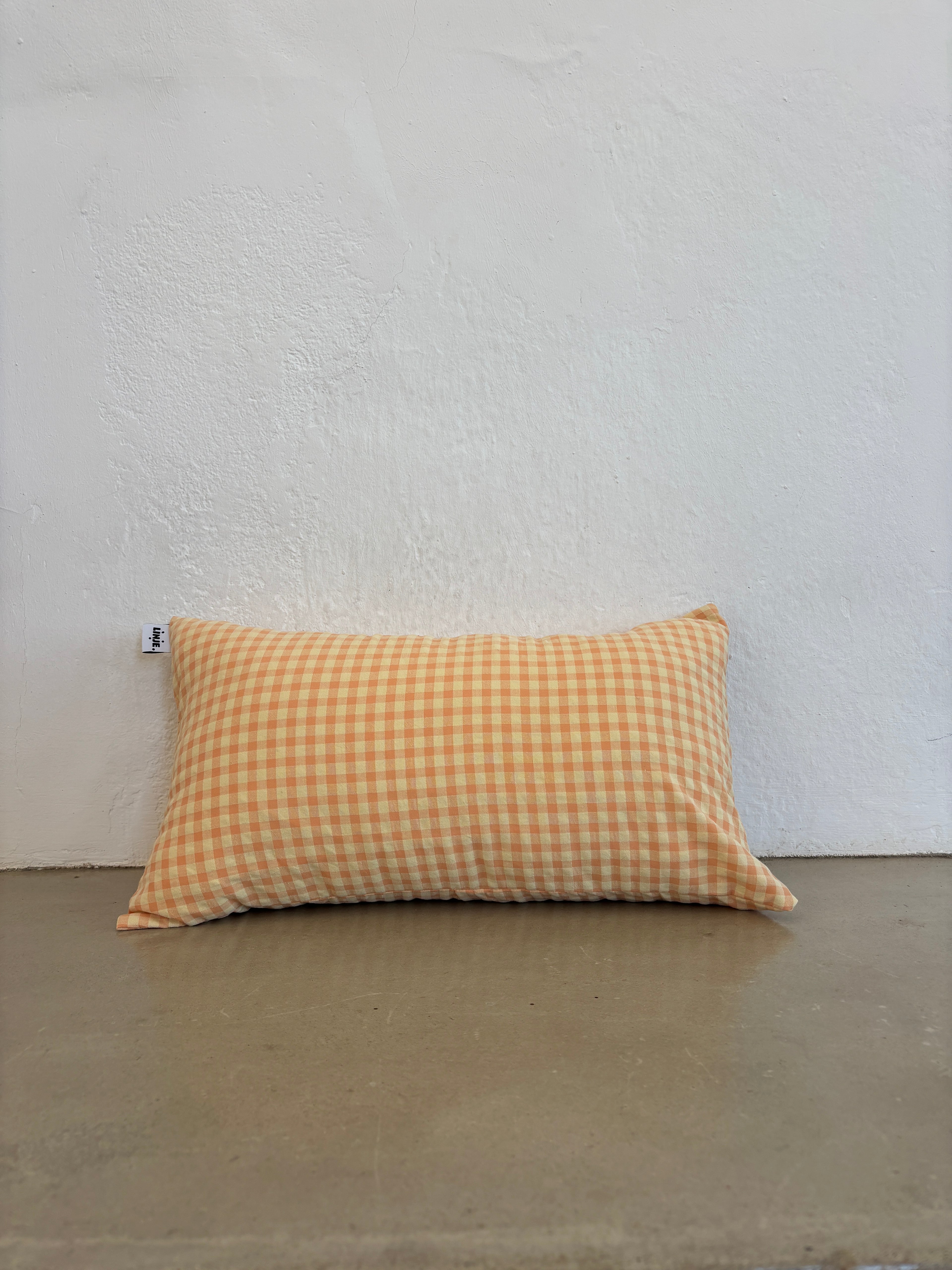 Housse de coussin Vichy Jaune & Abricot LINJE