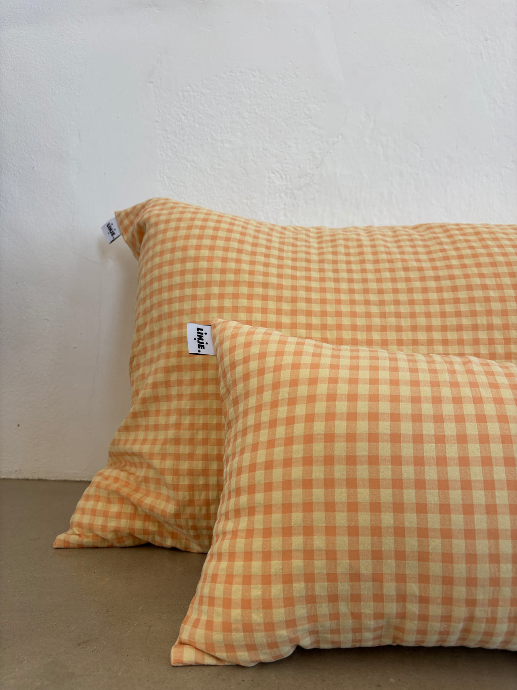 Housse de coussin Vichy Jaune & Abricot LINJE