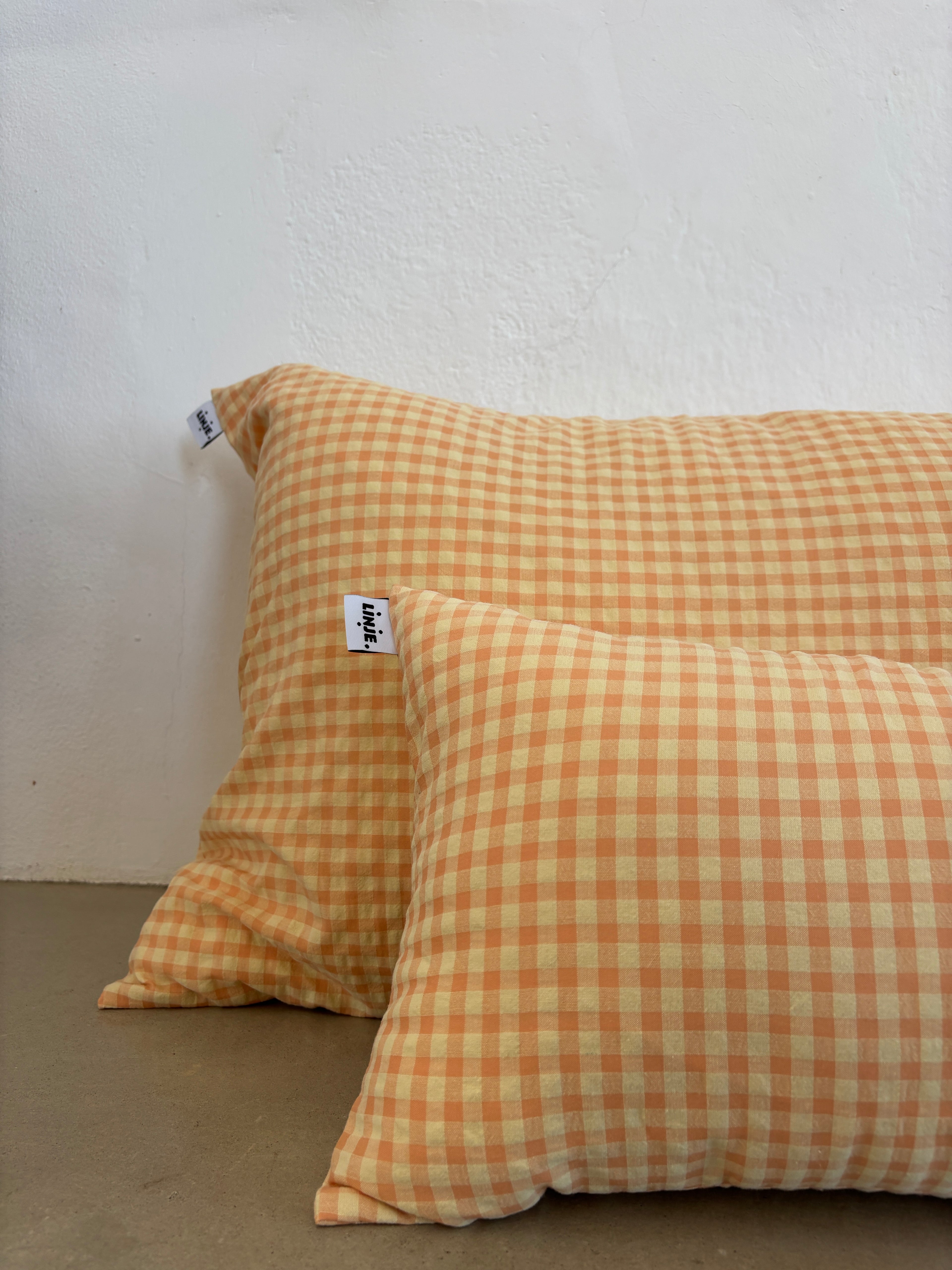 Housse de coussin Vichy Jaune & Abricot LINJE