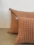 Housse de coussin Vichy Rose Poudré & Brun LINJE