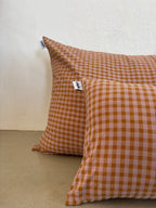 Housse de coussin Vichy Rose Poudré & Brun LINJE