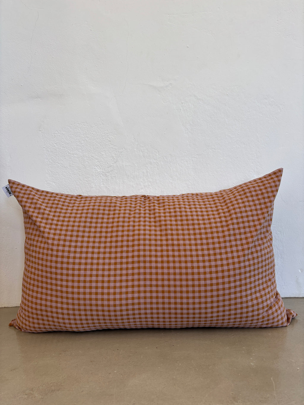 Housse de coussin Vichy Rose Poudré & Brun LINJE