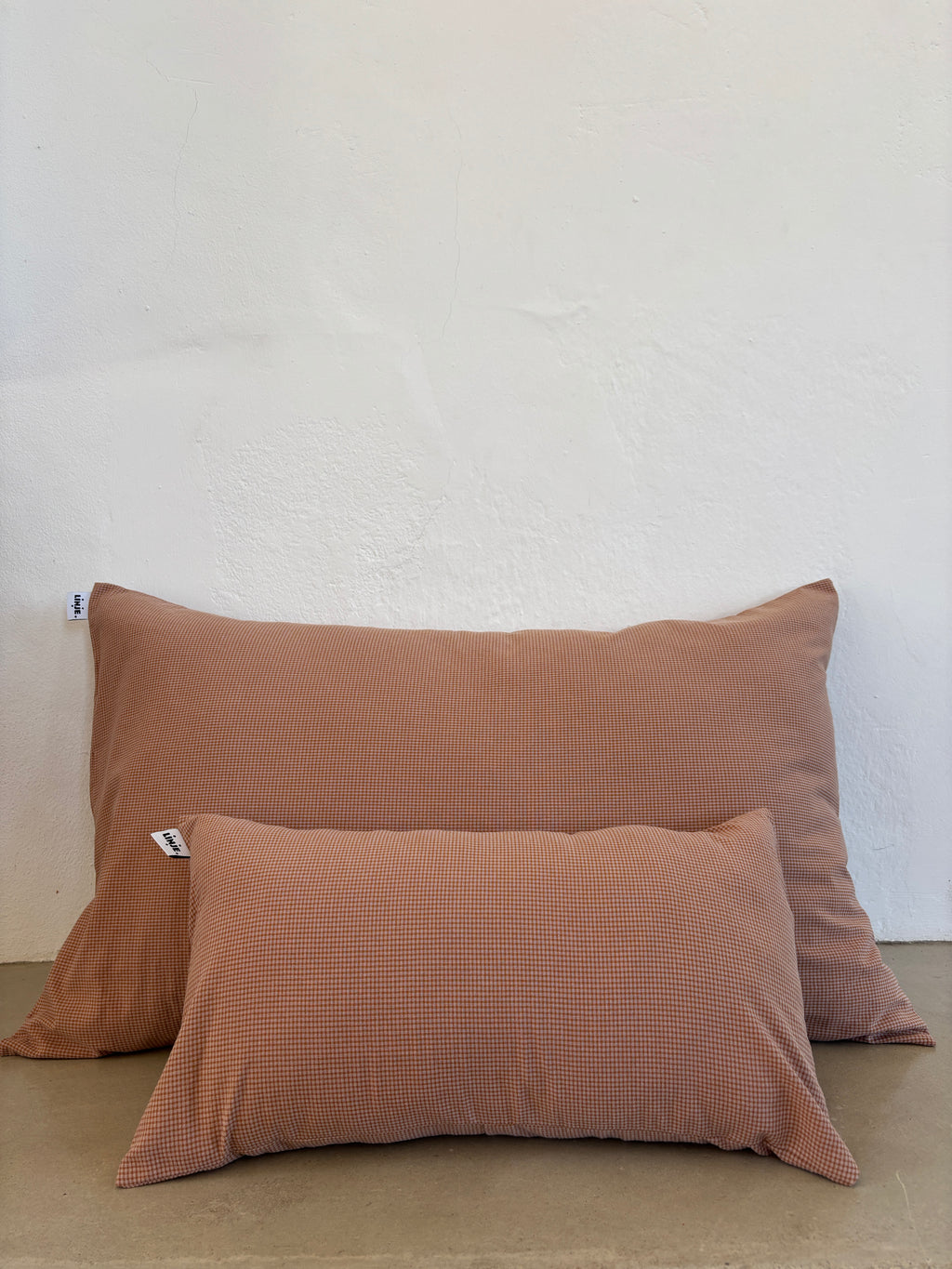 Housse de coussin Mini Vichy Rose Poudré & Brun LINJE