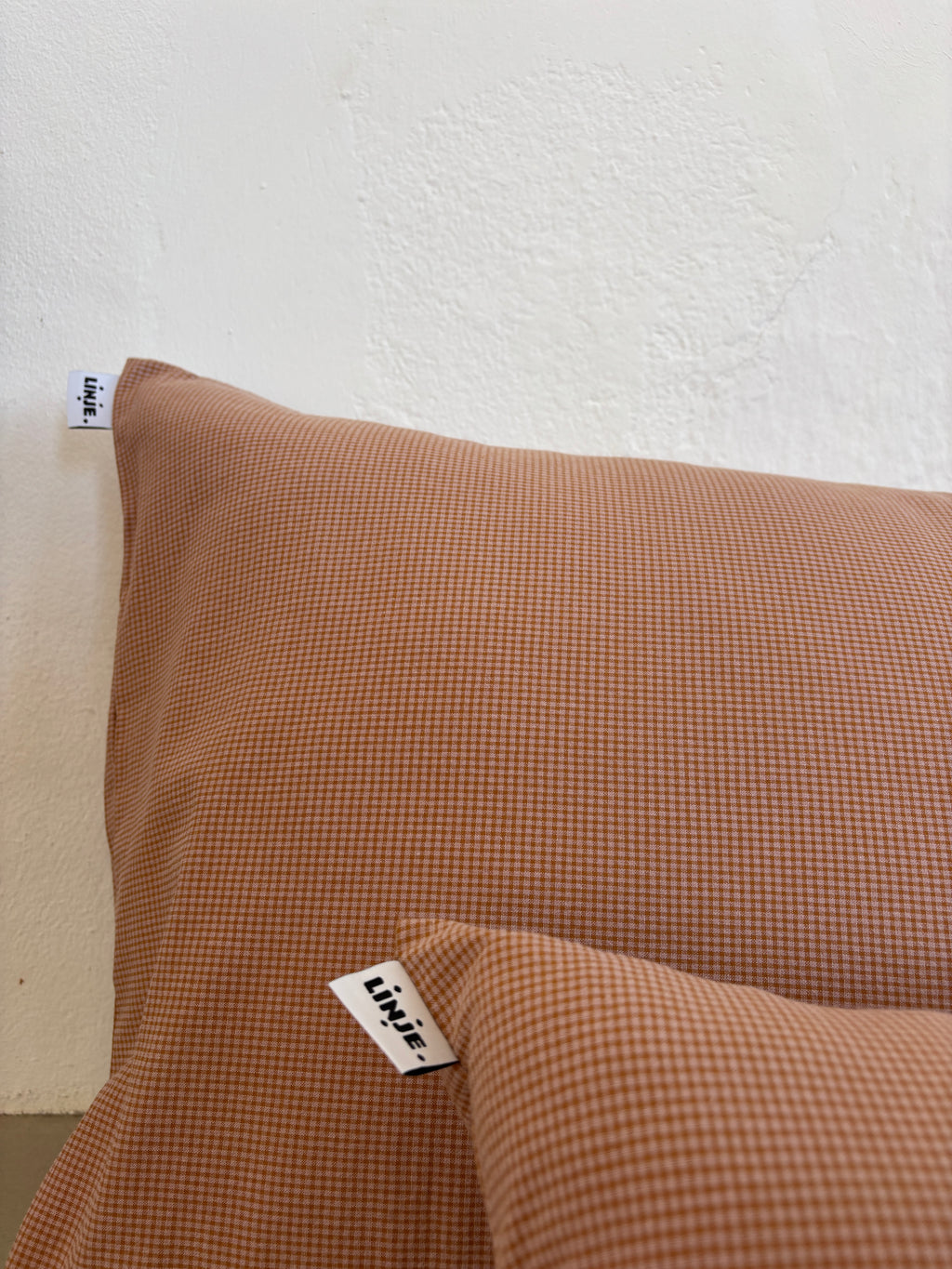 Housse de coussin Mini Vichy Rose Poudré & Brun LINJE