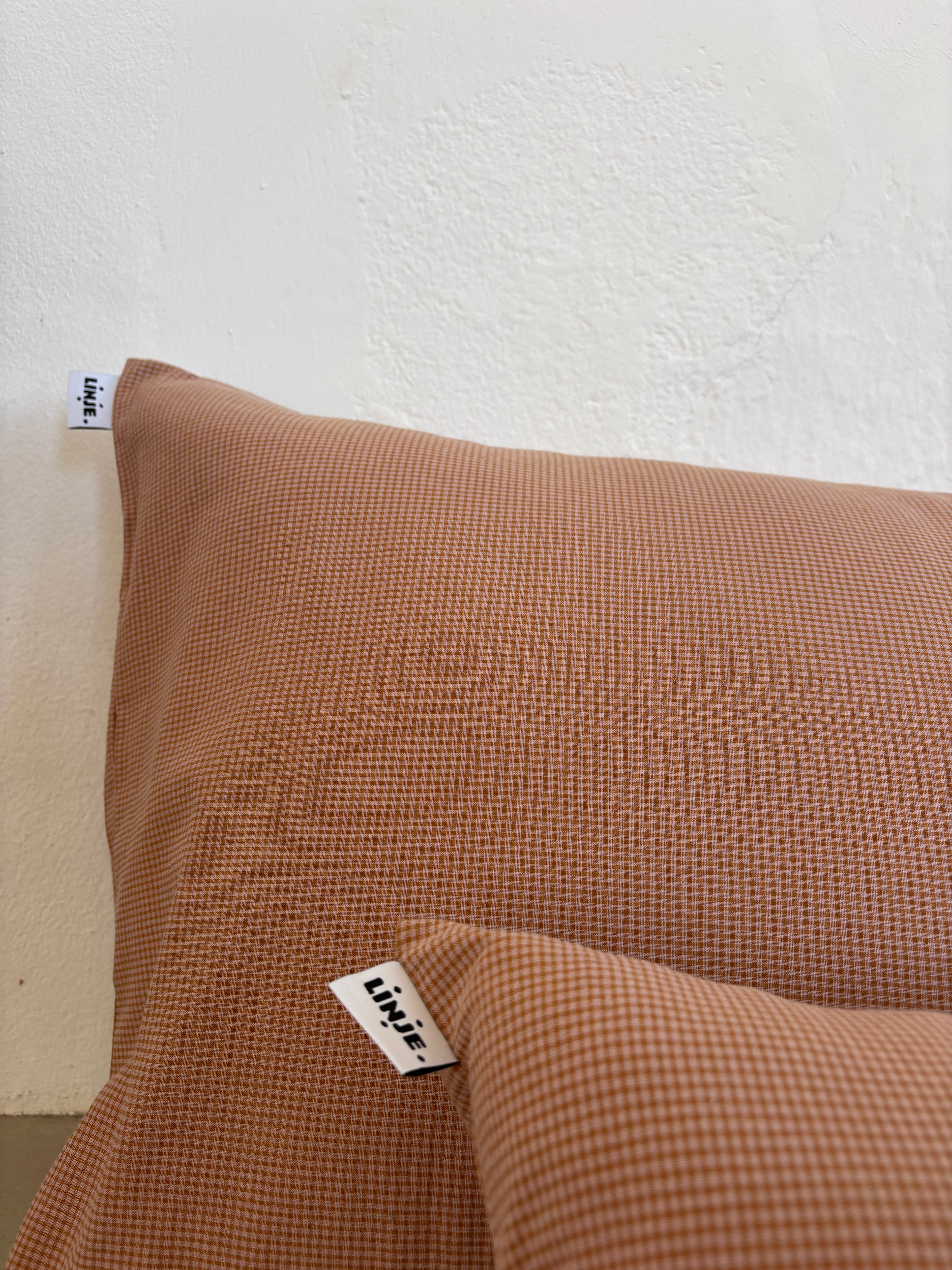 Housse de coussin Mini Vichy Rose Poudré & Brun LINJE