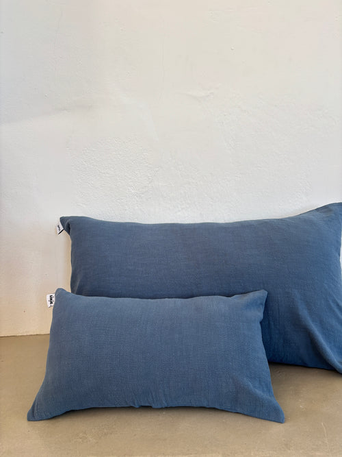 Housse de coussin Lin & Coton - Bleu Acier LINJE