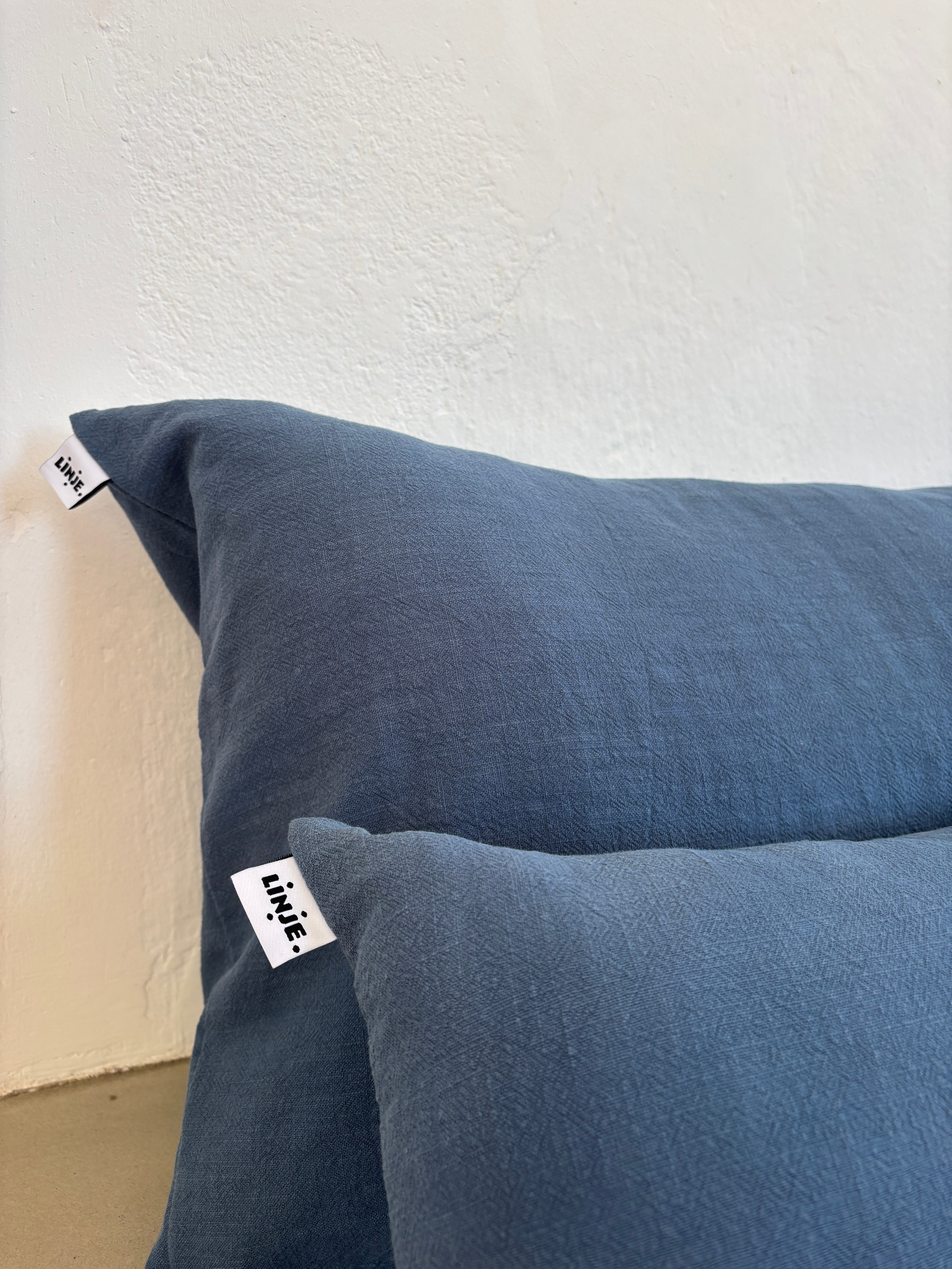 Housse de coussin Lin & Coton - Bleu Acier LINJE