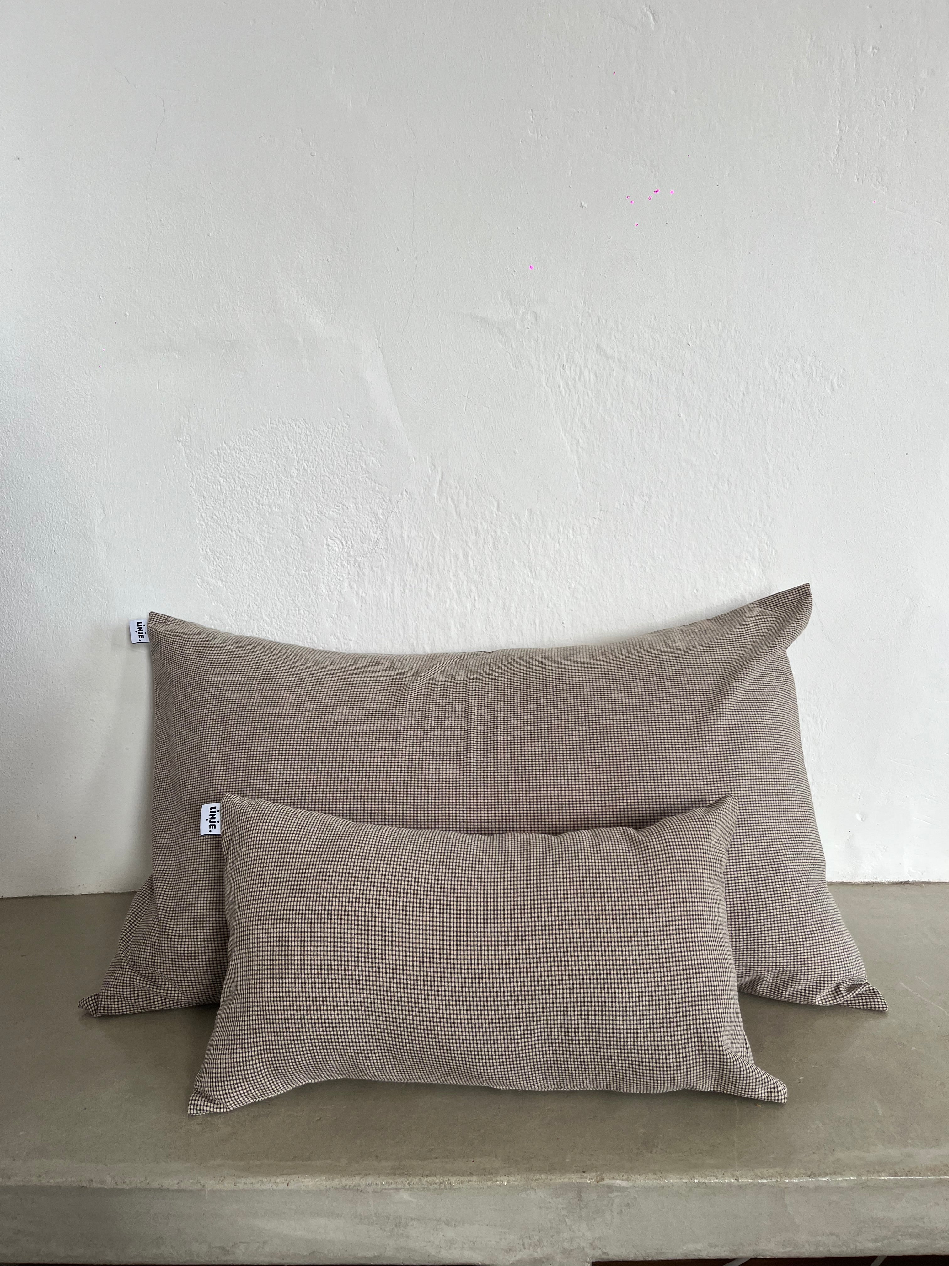 Housse de coussin Mini Vichy Beige & Anthracite LINJE