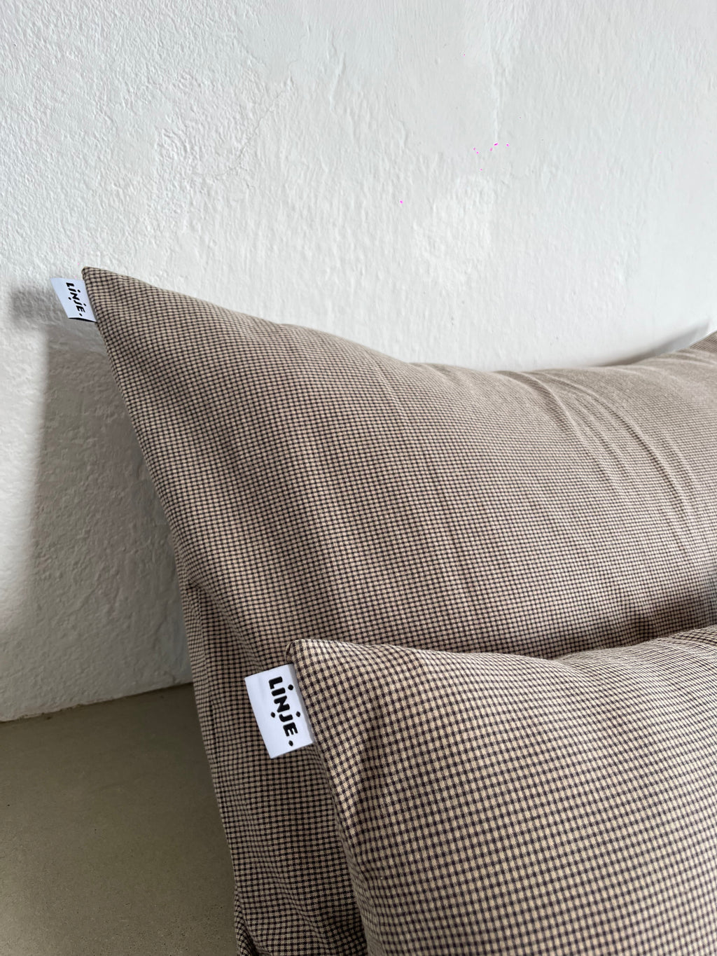 Housse de coussin Mini Vichy Beige & Anthracite LINJE