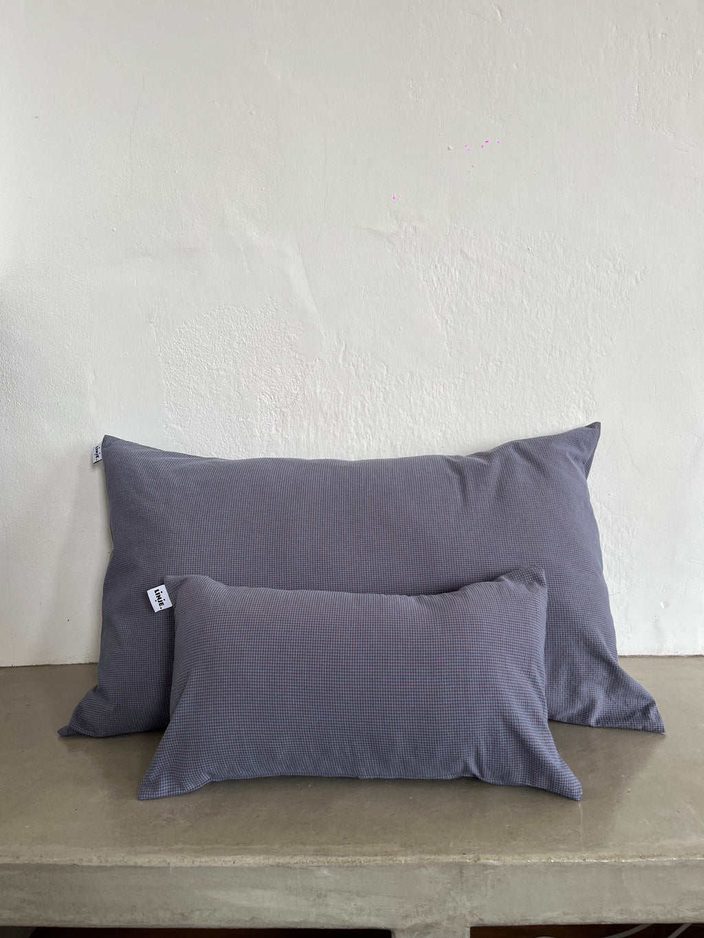 Housse de coussin Mini Vichy Bleu Lavande & Marron LINJE