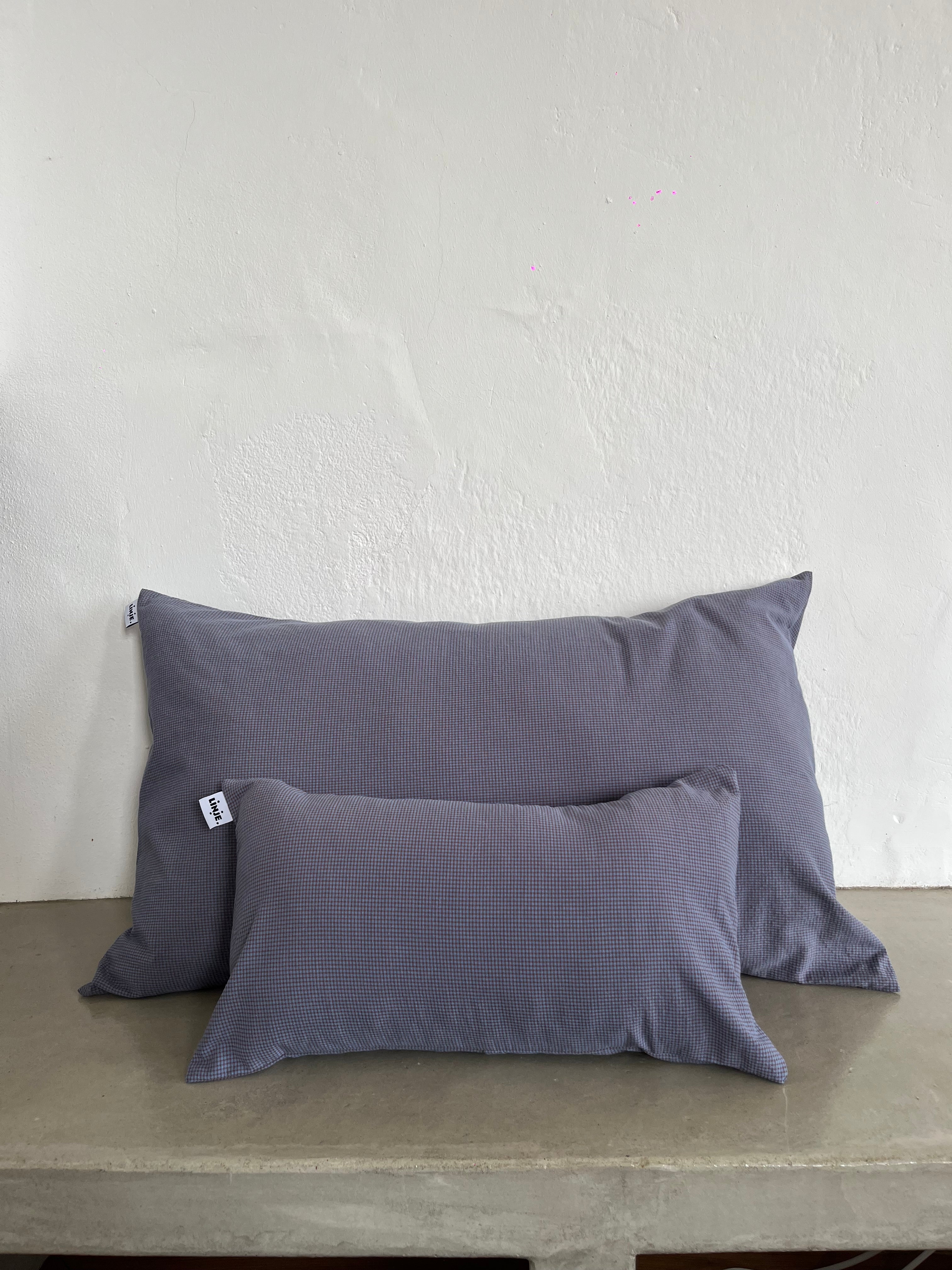 Housse de coussin Mini Vichy Bleu Lavande & Marron LINJE