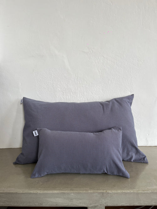 Housse de coussin Mini Vichy Bleu Lavande & Marron LINJE