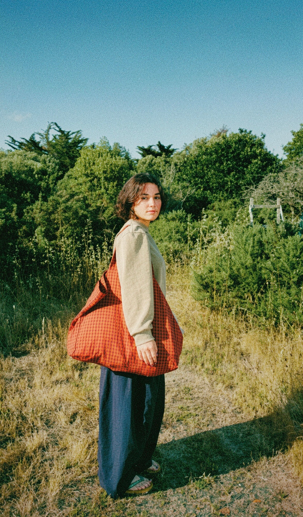 Cabas Vichy Aubergine & Orange LINJE