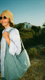 Sac Bandoulière Vichy Vert & Bleu LINJE