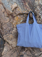 Cabas Mini Vichy Bleu Lavande & Marron LINJE