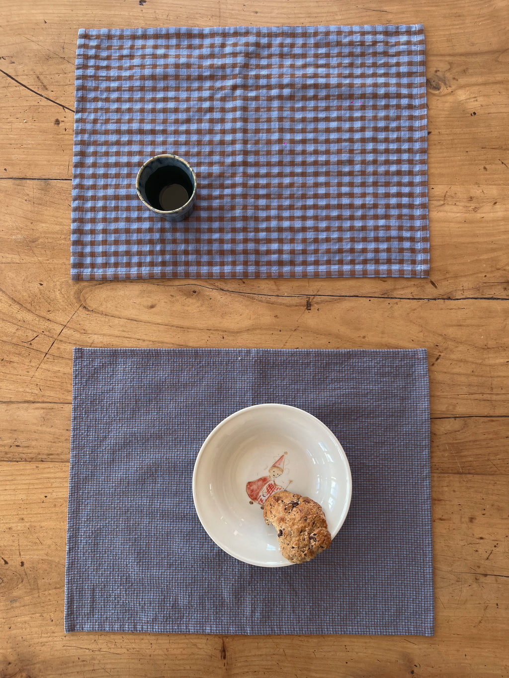 Set de table - Vichy Bleu Lavande & Marron LINJE