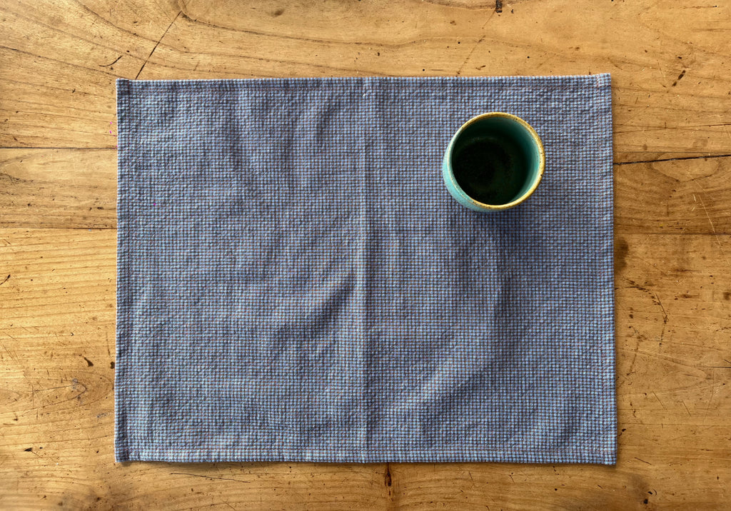Set de table - Mini Vichy Bleu Lavande & Marron LINJE