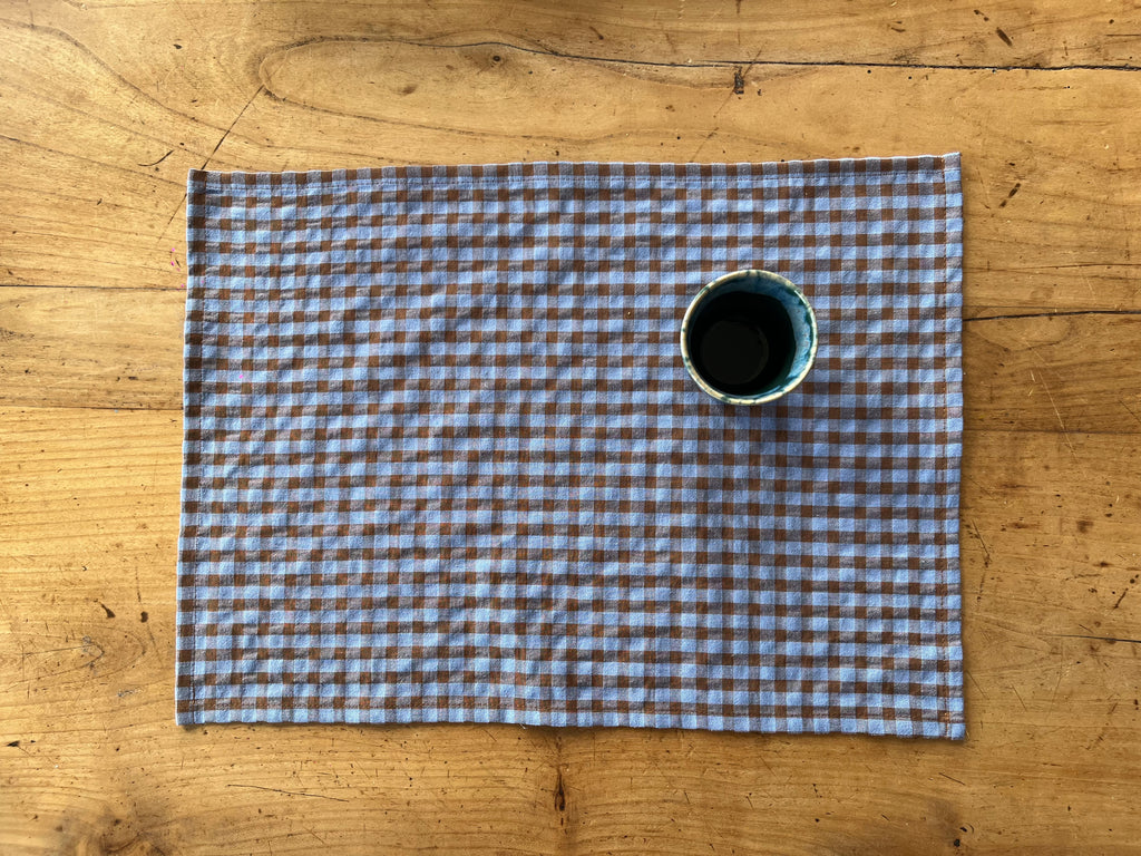 Set de table - Vichy Bleu Lavande & Marron LINJE