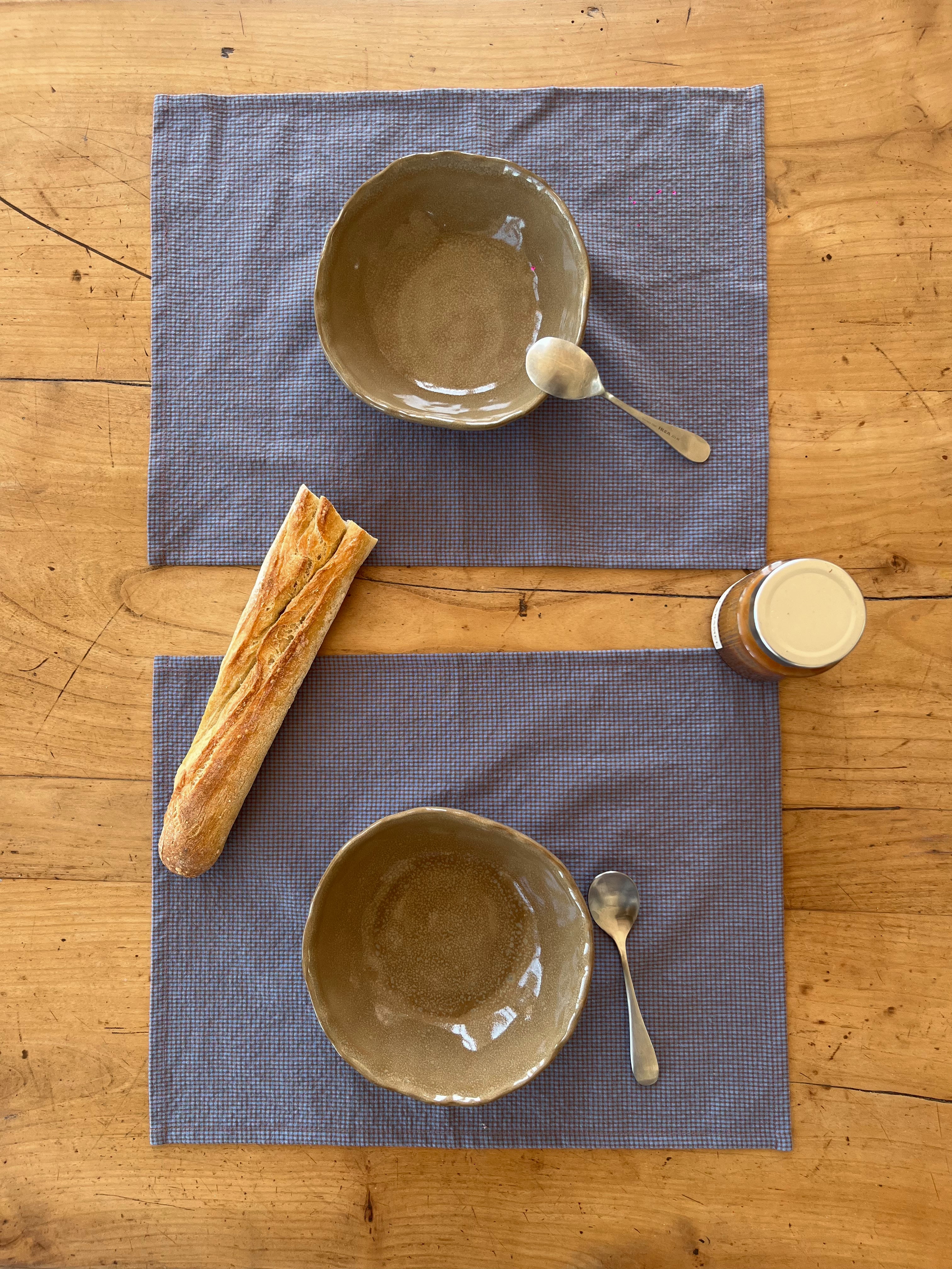 Set de table - Mini Vichy Bleu Lavande & Marron LINJE