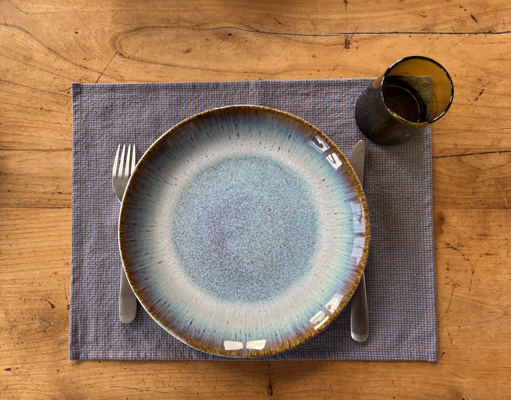 Set de table - Mini Vichy Bleu Lavande & Marron LINJE